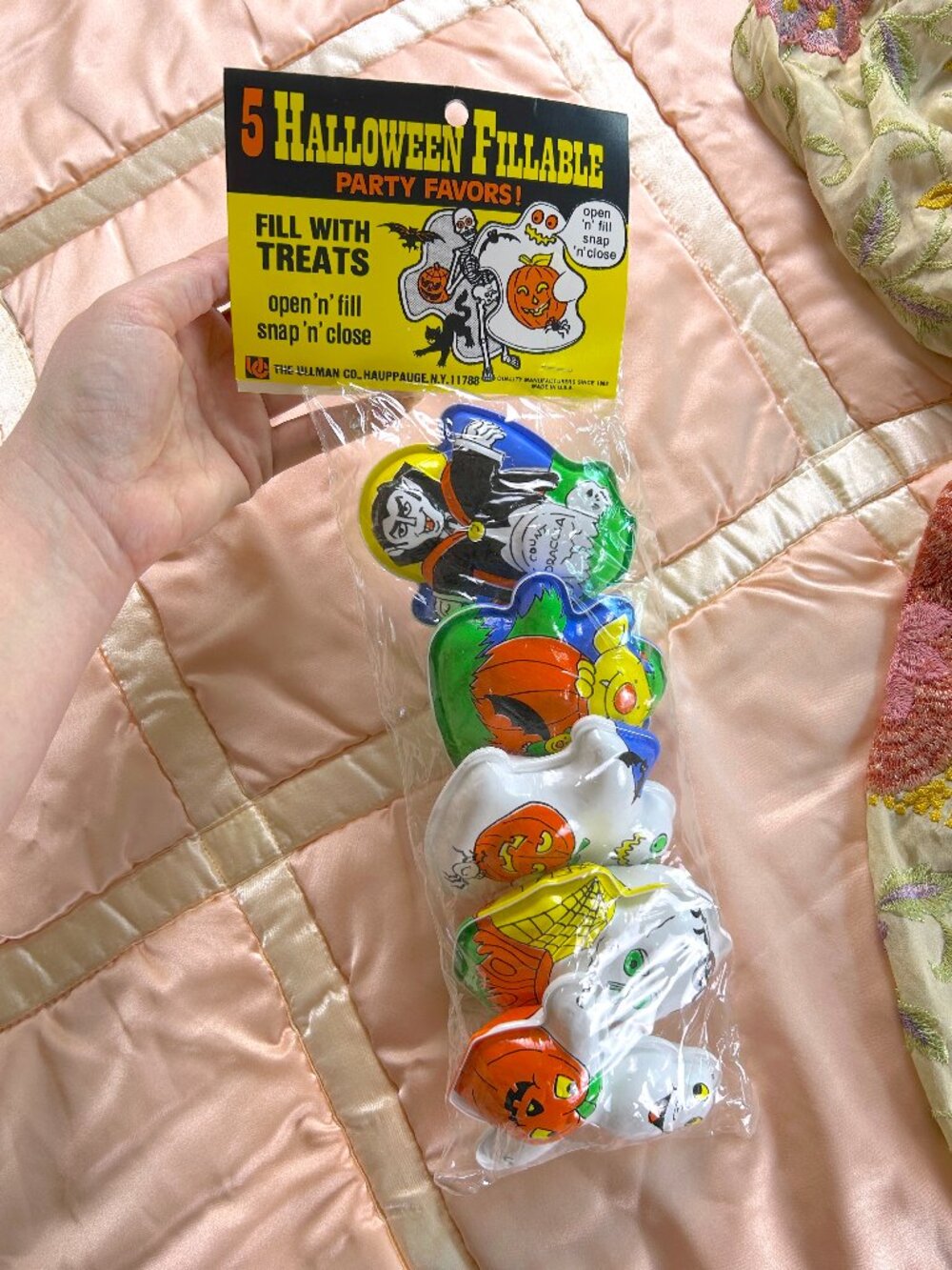 Vintage 1980s Halloween Fillable Party Favors, Sealed Pack 5, Candy Container